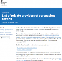 List of private providers of coronavirus testing